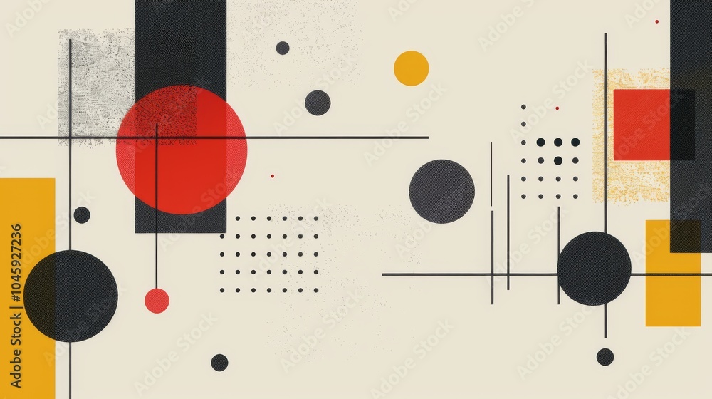 Poster a dynamic geometric vector background, featuring scandinavian colors with a mix of circles and squar
