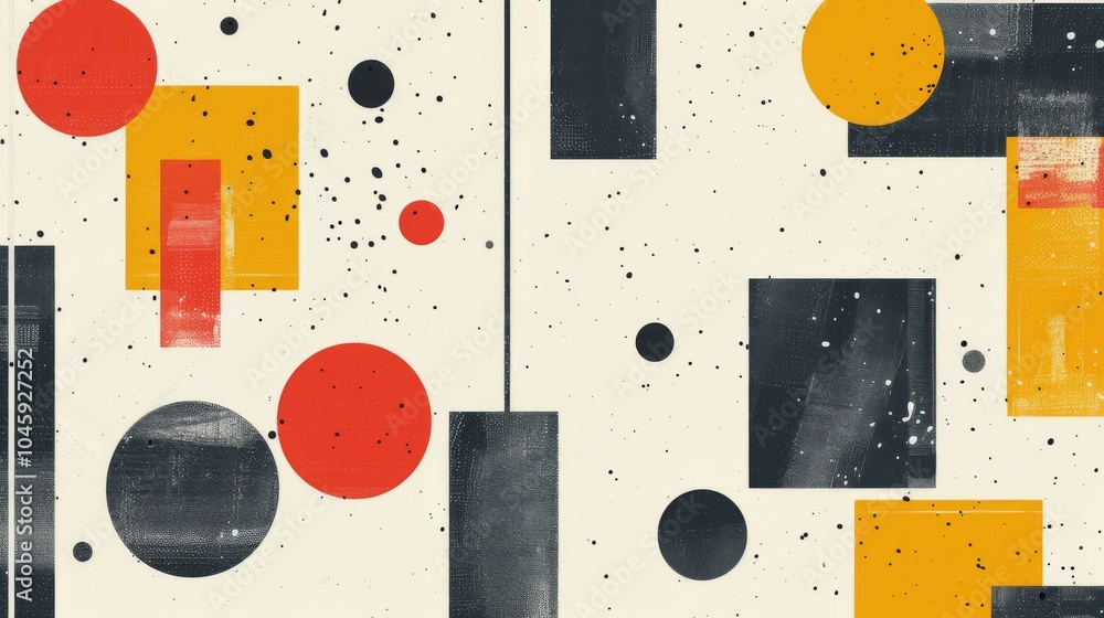 Poster a dynamic geometric vector background, featuring scandinavian colors with a mix of circles and squar