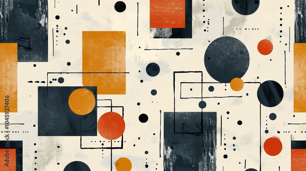 Poster a dynamic geometric vector background, featuring scandinavian colors with a mix of circles and squar