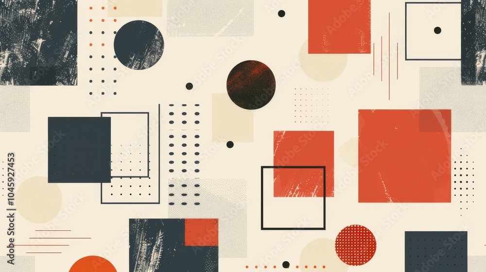 Poster a dynamic geometric vector background, featuring scandinavian colors with a mix of circles and squar