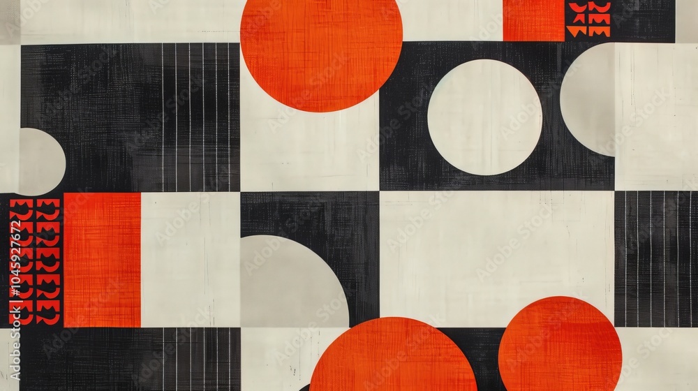 Poster a dynamic geometric vector background, featuring scandinavian colors with a mix of circles and squar