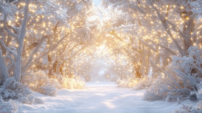 Enchanted Winter Wonderland: A Magical Glade with Sparkling Crystals and Ancient Trees