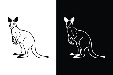Kangaroo black silhouette vector icon. Kangaroo isolated on a white background.