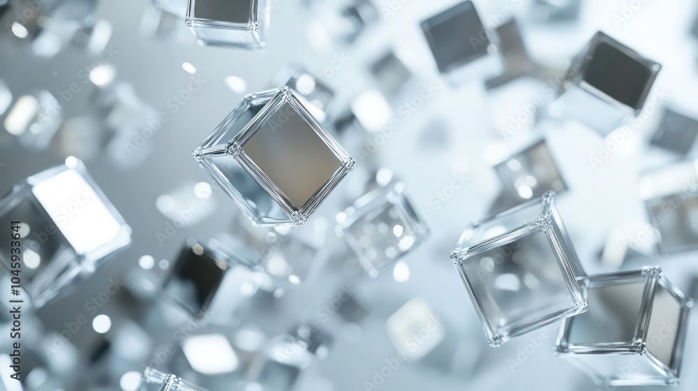 Poster abstract 3d background of floating glass cubes.