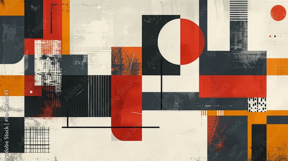 Poster a dynamic geometric vector background, featuring scandinavian colors with a mix of circles and squar