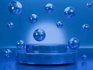 Vibrant-blue-podium-with-spotlight