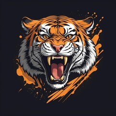 aggressive tiger vector, fierce tiger illustration, powerful tiger design, roaring tiger art, wild tiger vector, tiger in action vector, tiger head vector, realistic tiger illustration, tiger animal 