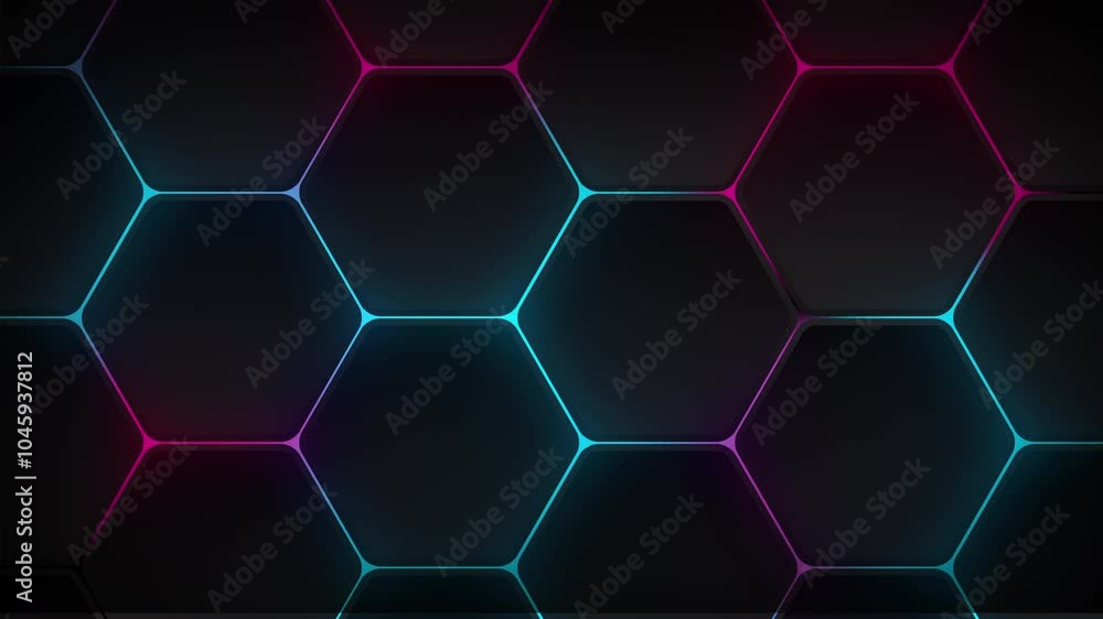 Poster a mesmerizing hexagonal pattern with vibrant neon accents abstract background seamless loop