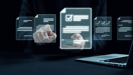 Business person managing online documents for efficient work processes. Ensure secure and quick access to all your important online documents with ease. UUID