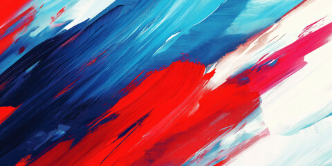 Vibrant abstract brushstrokes in blue and red hues creating dynamic texture