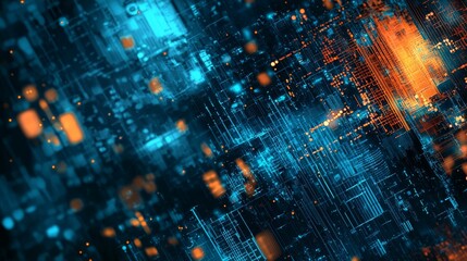 Obraz premium Innovative and immersive futuristic digital landscape with glowing lines and abstract structures. Perfect for projects related to technology and science.