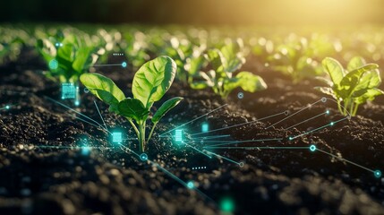 AI data analysis icons for future agriculture enhancing efficiency through digitized and sustainable harvesting concepts