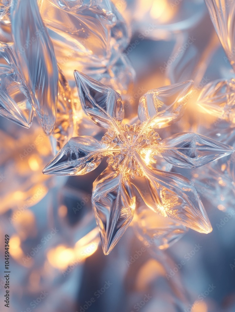 Leinwandbilder delicate snowflake shapes glow in icy shades, creating an enchanting visual display that evokes the 