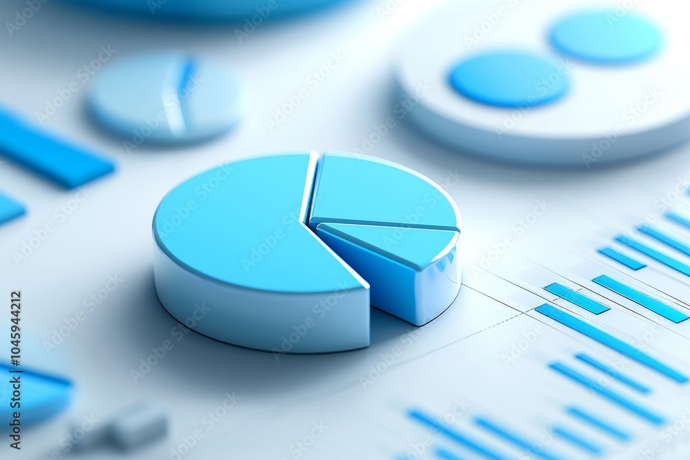 Poster charts and graphs. reflecting light and flare. concept image of data gathering and statistics.