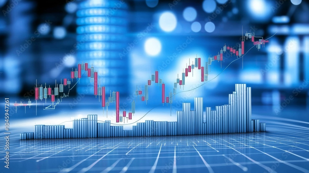 Aufkleber a 3d rendering of a business investment finance analysis data statistics digital stock market exchan