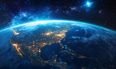 Planet Earth in Space with North America in View