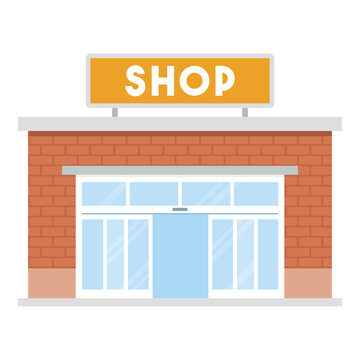 recommend clip art: Store building exterior with open door