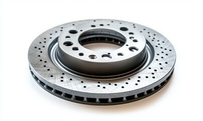 New perforated brake disc isolated on white background