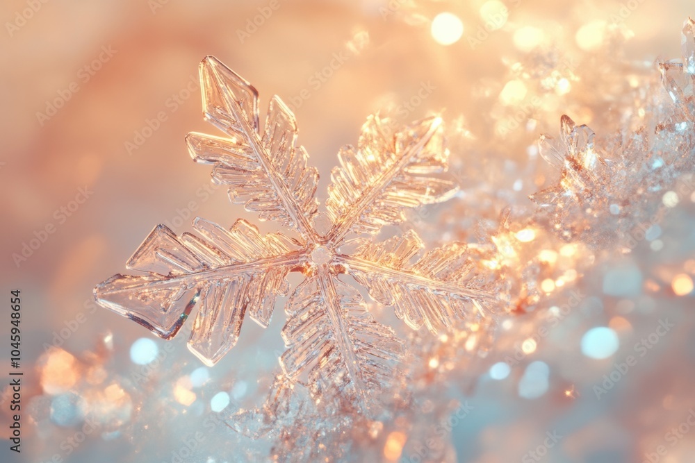 Aufkleber delicate snowflakes with luminous icy shades glisten softly, creating a mesmerizing winter atmospher