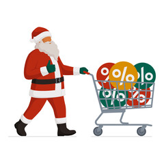 Santa Claus pushing a shopping cart