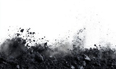 Pile of Carbon charcoal dust on white background