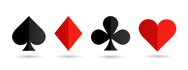 Playing card suits design with shapes isolated on white background.