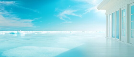 White Deck Overlooking Frozen Ocean