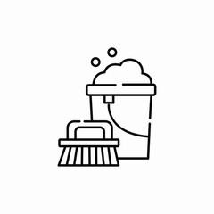 brush bucket foam icon sign vector