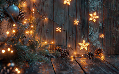 New Year's background, postcard, New Year's items on a wooden background