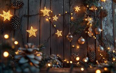 New Year's background, postcard, New Year's items on a wooden background