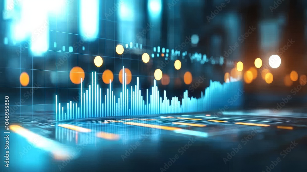 Poster business technology hologram concept based on financial data graph chart report statistic marketing 