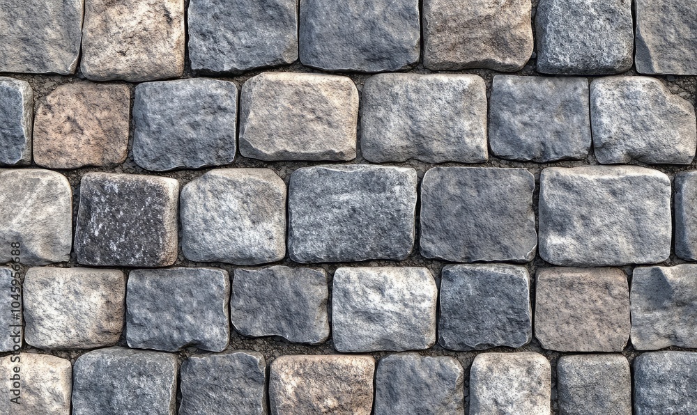 Poster seamless gray cobblestone wall or road background texture. tileable grungy natural rock and stone sh