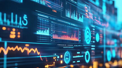 High-tech power grid interface displaying data analysis and price graphs, showcasing energy consumption 