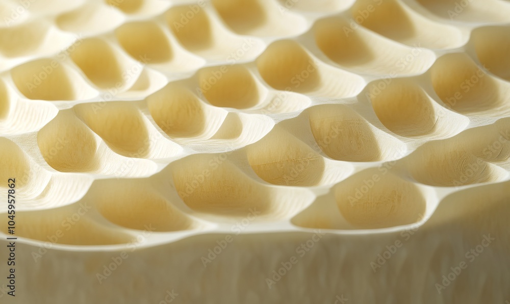 Poster smooth surface featuring a pale yellow honeycomb pattern with a soft texture and undulating lines, c