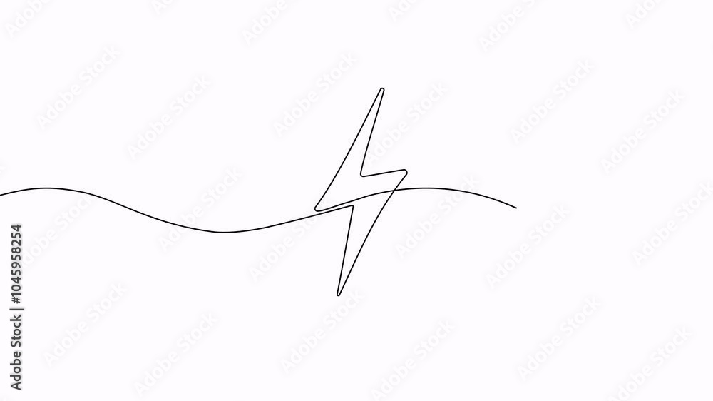 Aufkleber video. lightning line continuous pattern. power up electricity icon template concept. animation on w