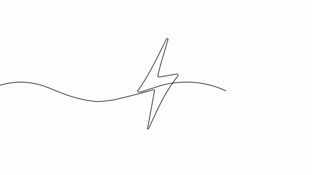 Video. Lightning line continuous pattern. Power up electricity icon template concept. Animation on white background 4K.