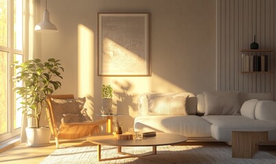 Scandinavian interior style living room home interior design concept daylight
