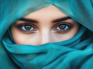 Fashionable Eyes Behind a Blue Veil