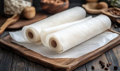 Fototapeta premium Parchment paper roll for baking wax paper for baking white parchment paper