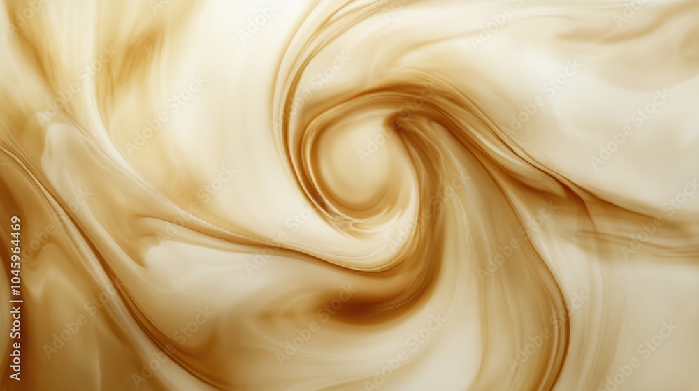 Poster the artwork features swirling patterns reminiscent of tea, set against soft, muted natural tones tha