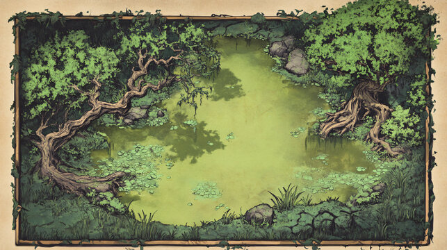DnD Battlemap Toxic Swamp Battlemap Style.