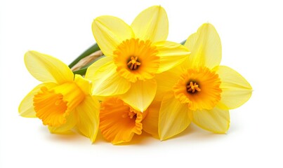 Yellow daffodils flowers isolated on white background
