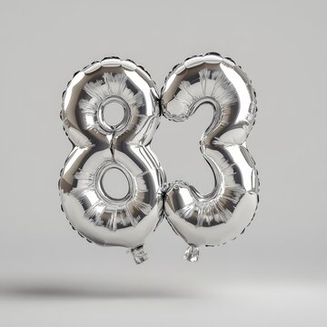 Silver balloon shaped like number 83