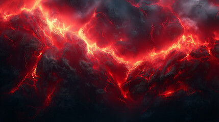 Fototapeta premium Seamless hot texture. Danger terrain heat- fluid metal. Burning coals- crack surface. Abstract nature pattern- glow faded flame.