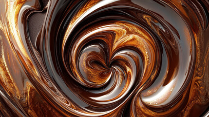Abstract Swirling Chocolate and Gold Texture Background