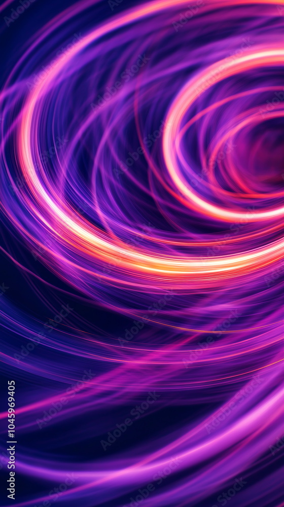 Aufkleber glowing spiral patterns. neon orange and violet hues intertwining. abstract circular motion with shi