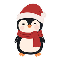 penguin christmas in santa hat. cute penguin christmas 