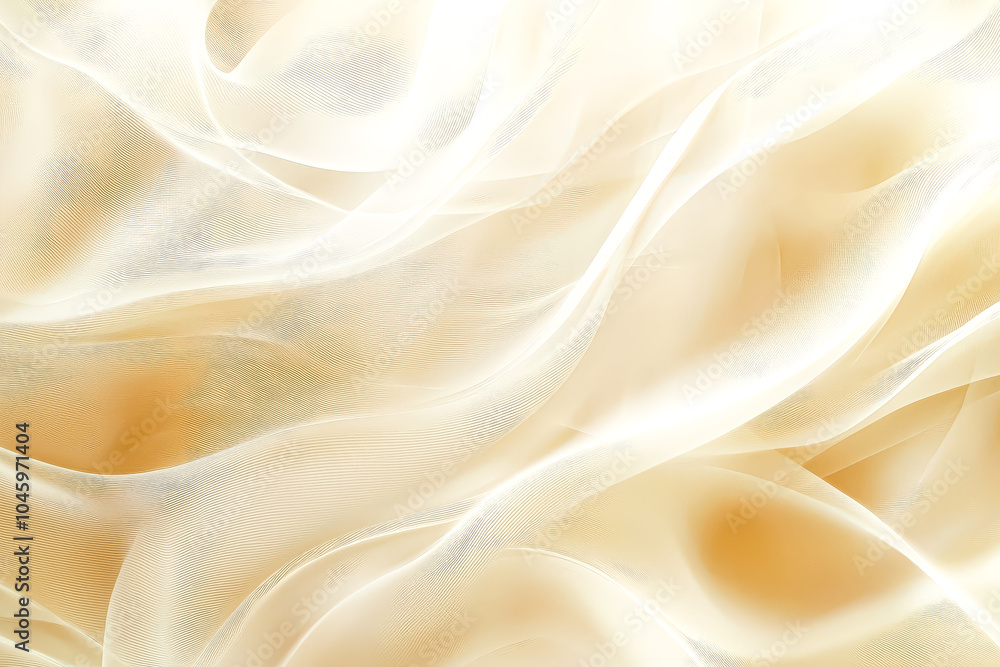 Poster white and tan background with a pattern of waves. the waves are very thin and the background is very
