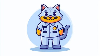 Fototapeta premium Anthropomorphic animal doctors in medical uniforms, providing healthcare services, perfect for stock images related to veterinary, medical professionals, or healthcare illustrations