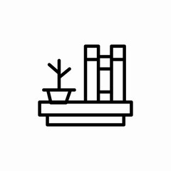 shelf books plant icon sign vector
